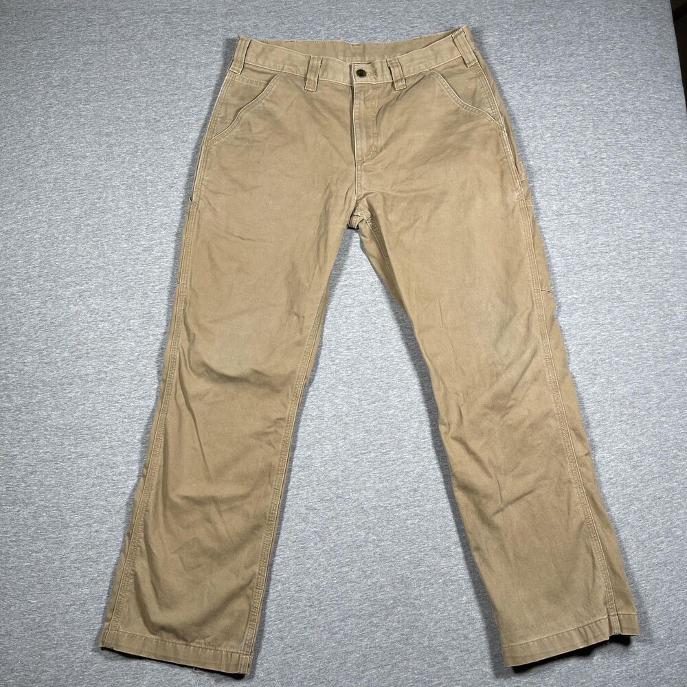 Carhartt Carpenter Pants Mens 32x28 Beige Canvas Cotton Relaxed Workwear